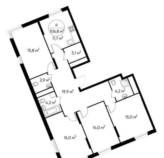 4-комн. квартира, 106 м2, 16/17 эт. Москва