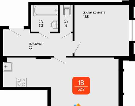 1-комн. квартира, 52.9 м2, 1/3 эт. Коломна