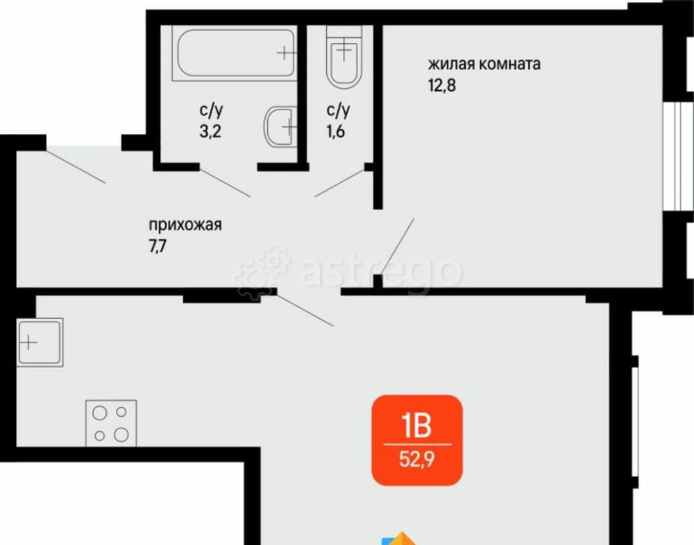 1-комн. квартира, 52.9 м2, 1/3 эт. Коломна - изображение 1