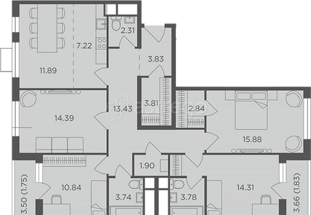 4-комн. квартира, 113.75 м2, 24/24 эт. Москва - изображение 1