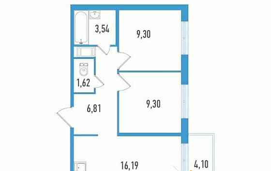 3-комн. квартира, 63.18 м2, 2/12 эт. Санкт-Петербург