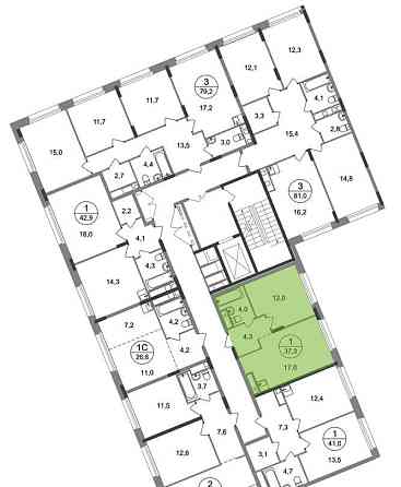 1-комн. квартира, 37 м2, 6/17 эт. Москва