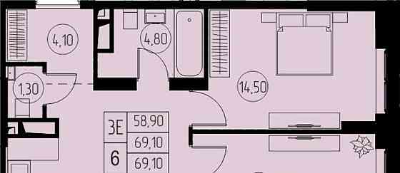 3-комн. квартира, 69.1 м2, 4/23 эт. Пушкино
