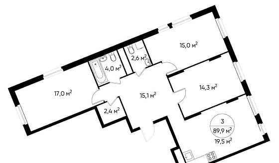 3-комн. квартира, 89 м2, 16/17 эт. Москва