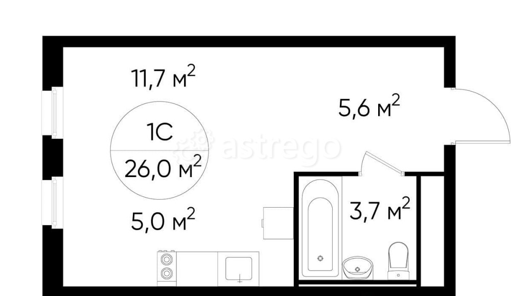 Студия, 26 м2, 14/17 эт. Москва - изображение 1