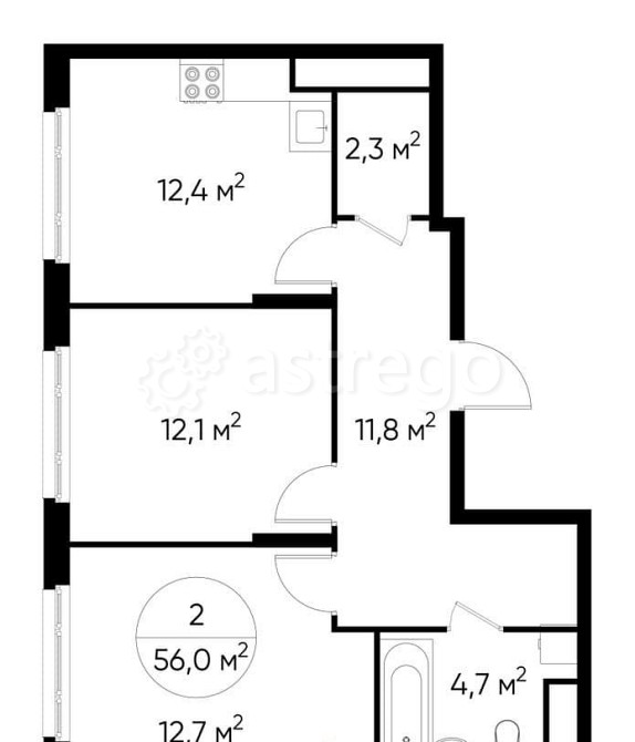 2-комн. квартира, 56 м2, 15/17 эт. Москва - изображение 1