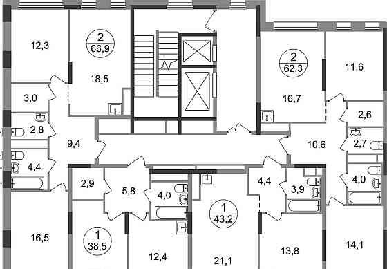 1-комн. квартира, 38 м2, 4/17 эт. Москва