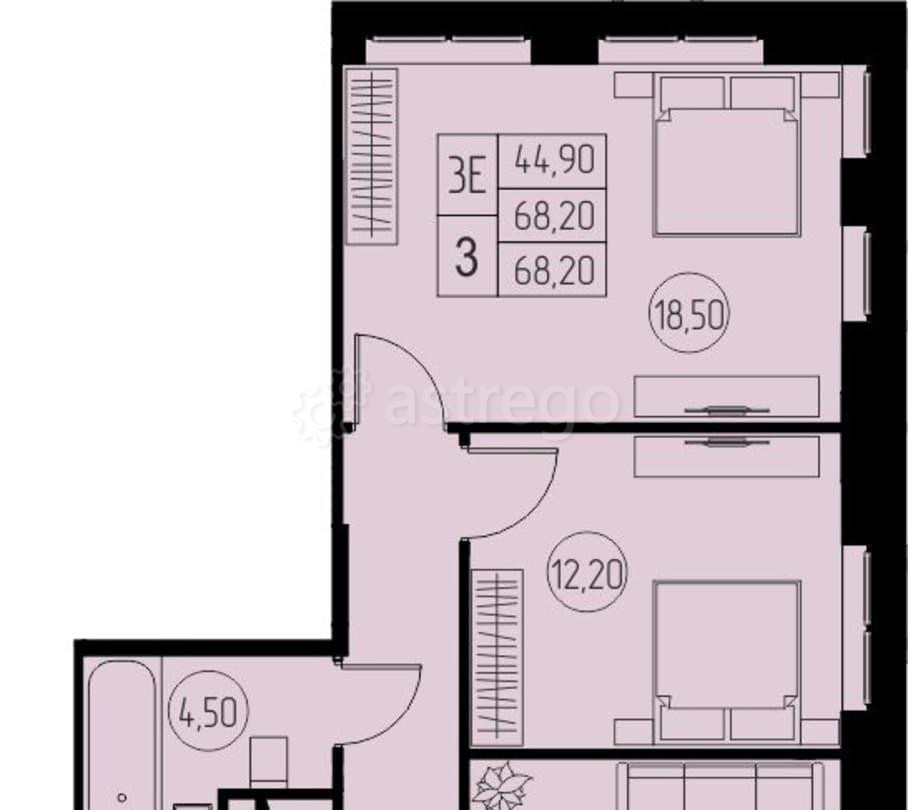 3-комн. квартира, 68.2 м2, 22/23 эт. Пушкино - изображение 2