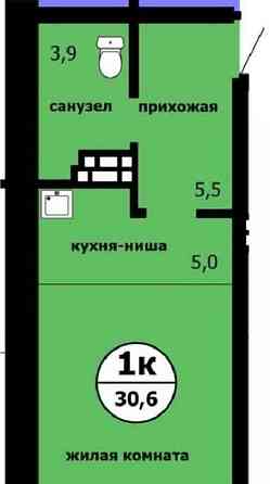 Студия, 30.6 м2, 9/9 эт. Красноярск