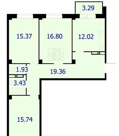 3-комн. квартира, 85.64 м2, 8/9 эт. Красноярск
