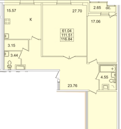 3-комн. квартира, 116 м2, 13/28 эт. Санкт-Петербург