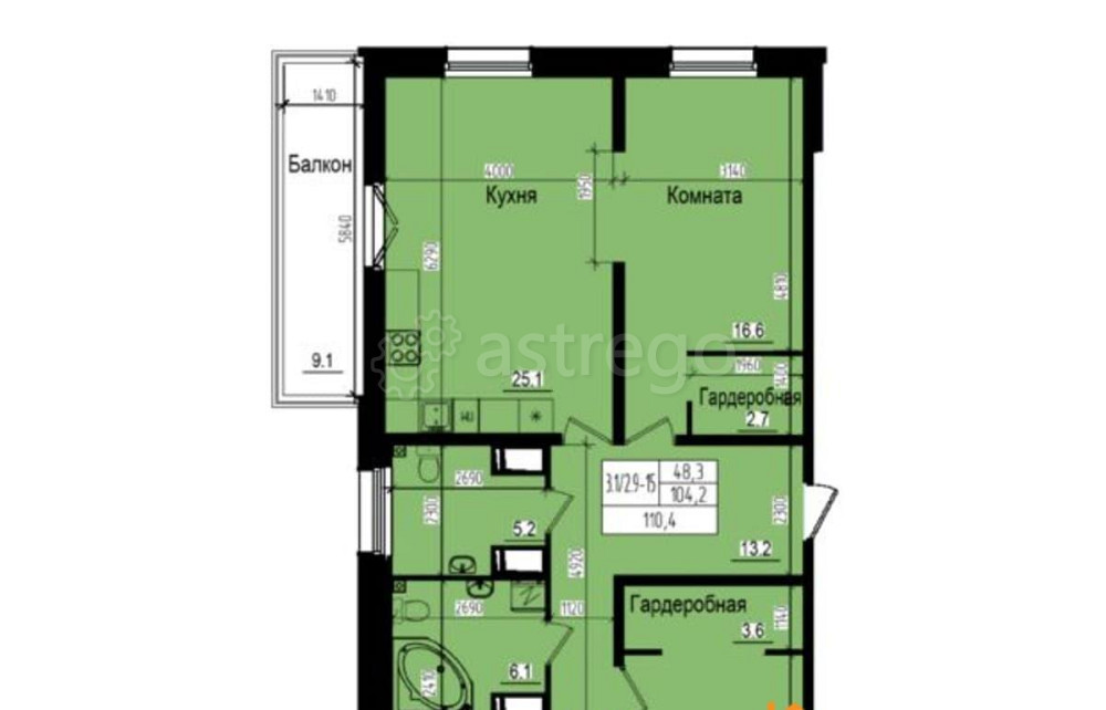 3-комн. квартира, 110.4 м2, 16/23 эт. Санкт-Петербург - изображение 1