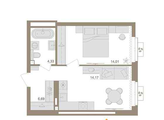 1-комн. квартира, 39.2 м2, 9/25 эт. Уфа