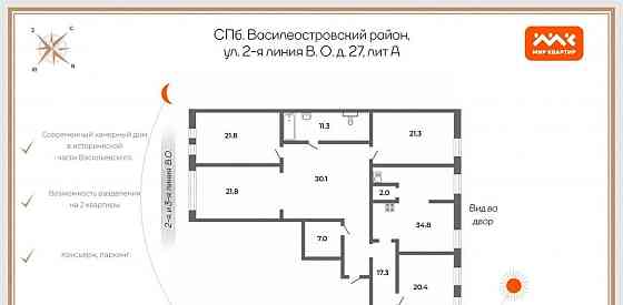 4-комн. квартира, 200 м2, 2/6 эт. Санкт-Петербург