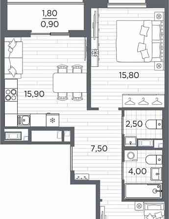 2-комн. квартира, 58.9 м2, 5/5 эт. Санкт-Петербург