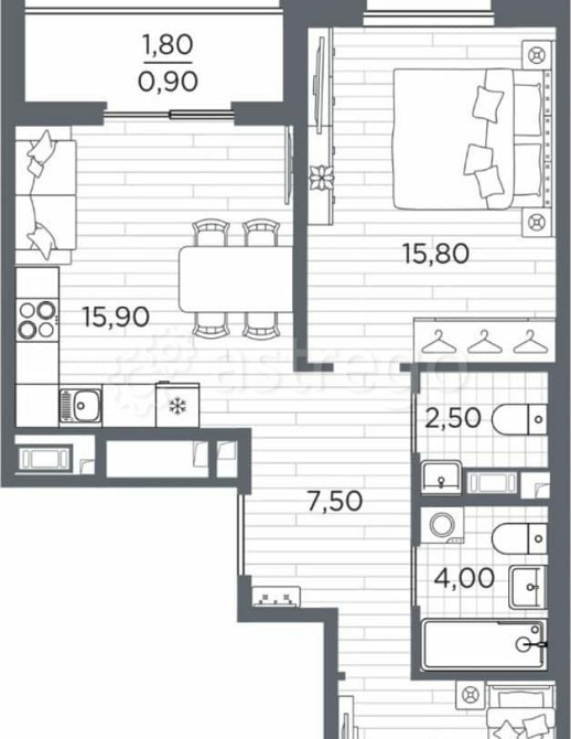 2-комн. квартира, 58.9 м2, 5/5 эт. Санкт-Петербург - изображение 2