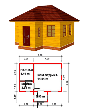 Баня из бруса- 6х5,5 м Новосибирск