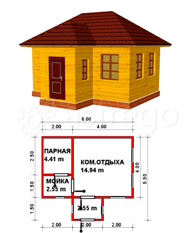 Баня из бруса- 6х5,5 м Новосибирск - изображение 1