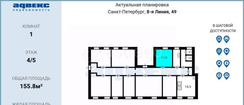 Комната, 11 м2, 4/5 эт. Санкт-Петербург - изображение 7