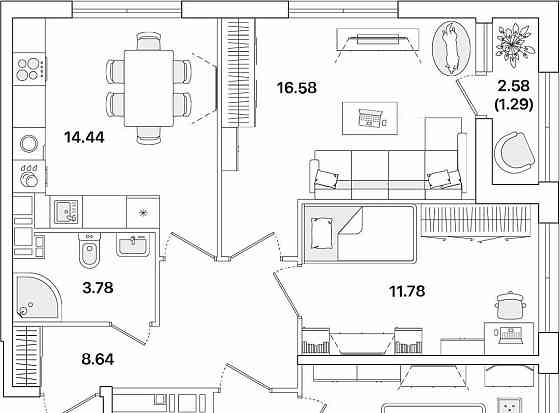 3-комн. квартира, 75.73 м2, 11/12 эт. Санкт-Петербург