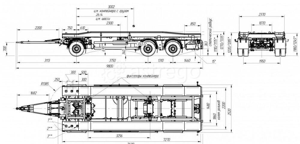 Специализированный прицеп-контейнеровоз AM8460-11, РЕССОРА Краснодар - изображение 1