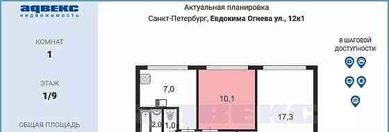 Комната, 10.1 м2, 1/9 эт. Санкт-Петербург