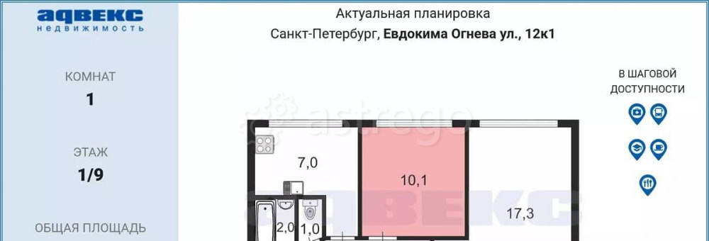 Комната, 10.1 м2, 1/9 эт. Санкт-Петербург - изображение 2