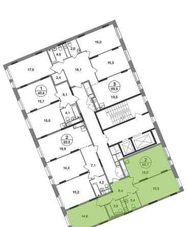 2-комн. квартира, 65 м2, 10/17 эт. Москва