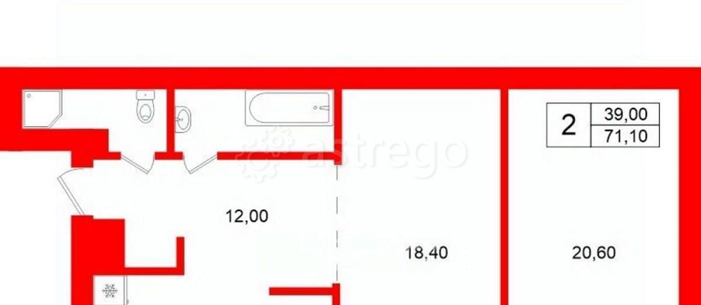 2-комн. квартира, 71.1 м2, 3/4 эт. Санкт-Петербург - изображение 4