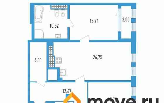 3-комн. квартира, 116.81 м2, 20/23 эт. Санкт-Петербург