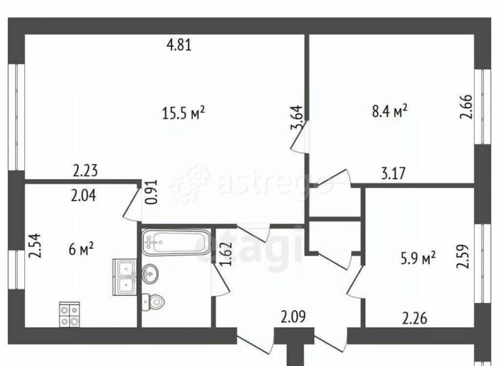 4-комн. квартира, 49 м2, 1/5 эт. Санкт-Петербург - изображение 5