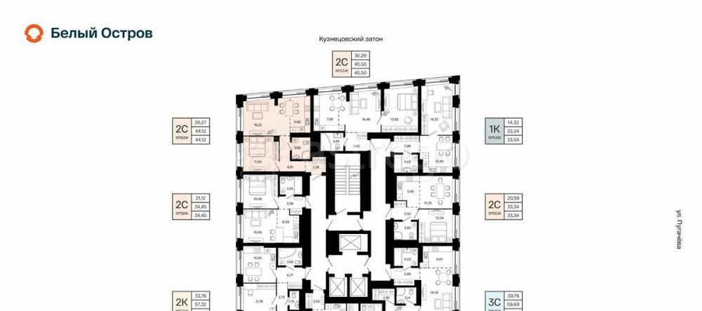 2-комн. квартира, 44.12 м2, 10/31 эт. Уфа - изображение 1