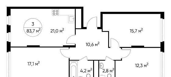 3-комн. квартира, 83 м2, 6/17 эт. Москва