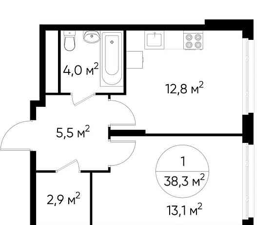 1-комн. квартира, 38 м2, 3/17 эт. Москва