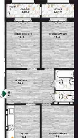 3-комн. квартира, 88.9 м2, 18/24 эт. Барнаул