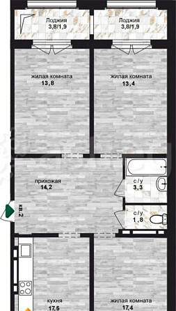3-комн. квартира, 88.9 м2, 18/24 эт. Барнаул - изображение 1