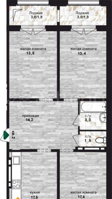 3-комн. квартира, 88.9 м2, 18/24 эт. Барнаул - изображение 1