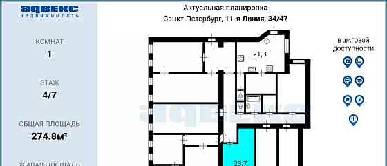 Комната, 24 м2, 4/7 эт. Санкт-Петербург
