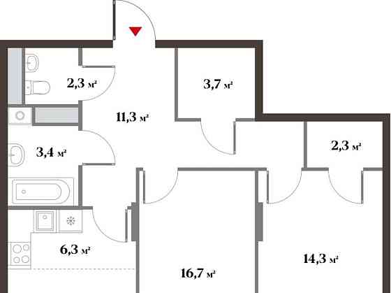 3-комн. квартира, 70.5 м2, 2/6 эт. Красногорск