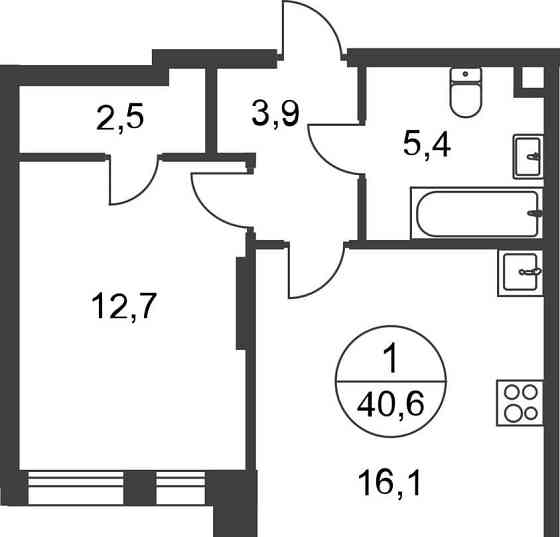 1-комн. квартира, 40 м2, 1/17 эт. Москва