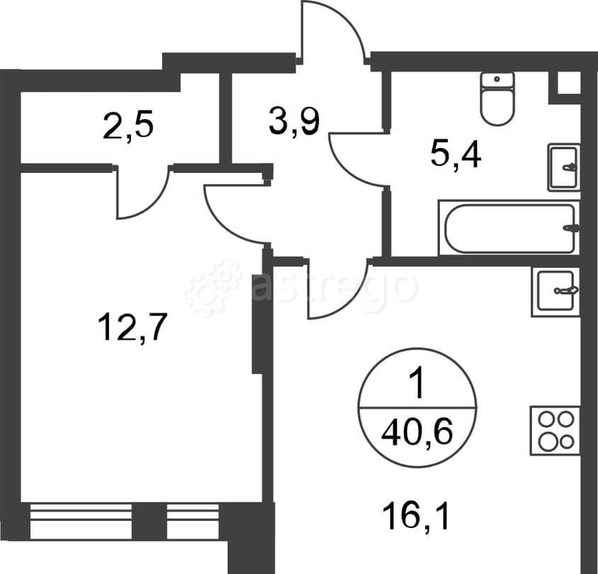 1-комн. квартира, 40 м2, 1/17 эт. Москва - изображение 1