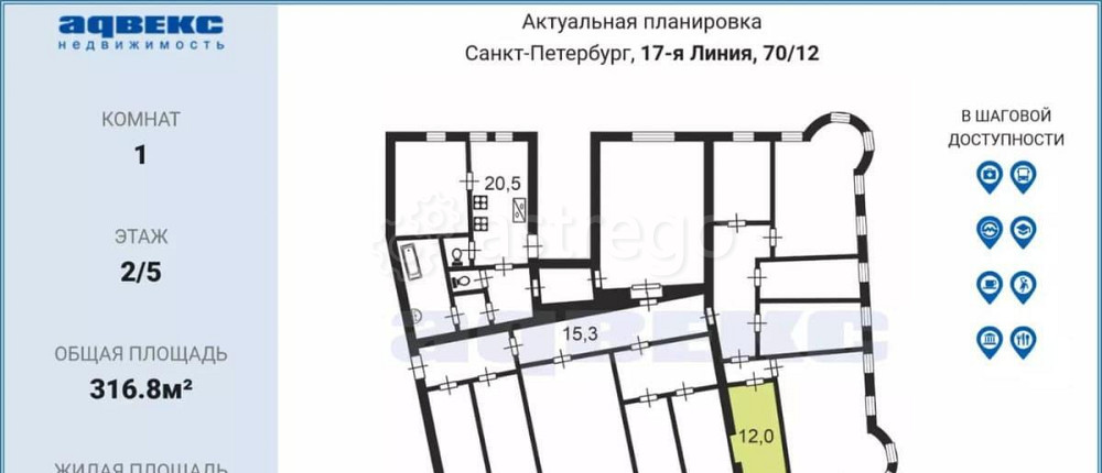 Комната, 12 м2, 2/5 эт. Санкт-Петербург - изображение 7