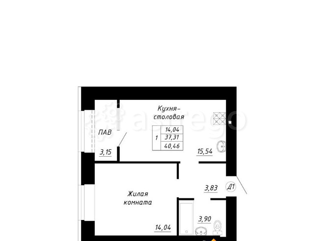1-комн. квартира, 40.46 м2, 2/14 эт. Стерлитамак - изображение 1
