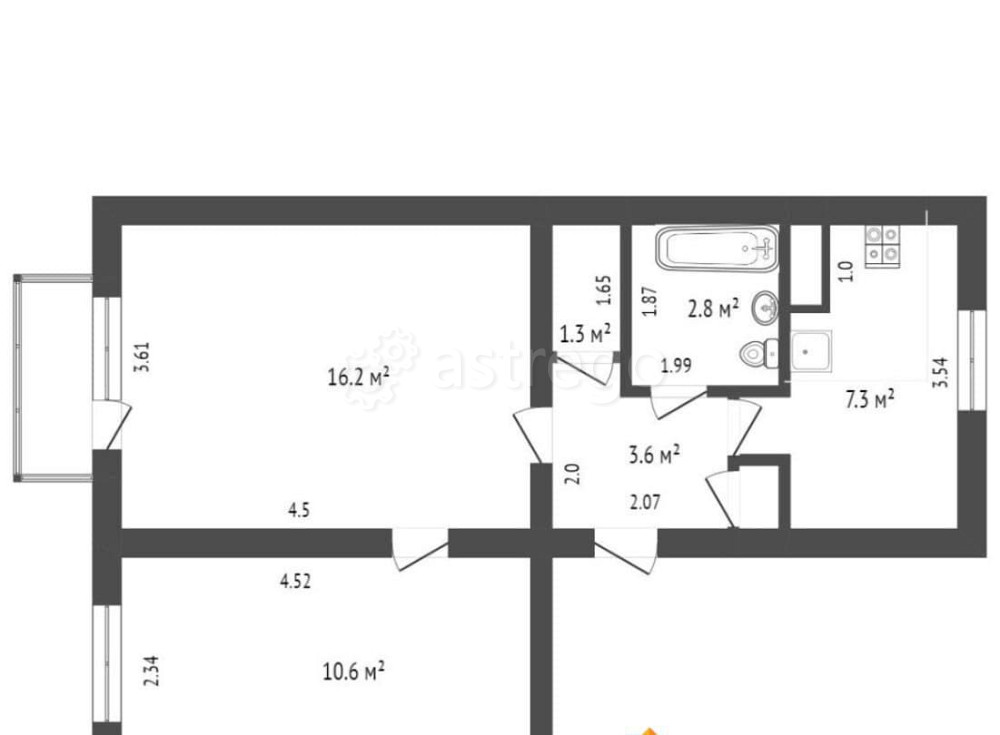 2-комн. квартира, 44.5 м2, 5/5 эт. Северодвинск - изображение 2