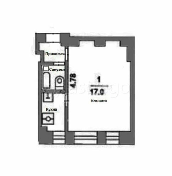 1-комн. квартира, 23.5 м2, 5/5 эт. Москва - изображение 2