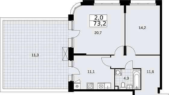 2-комн. квартира, 73.2 м2, 2/15 эт. Москва