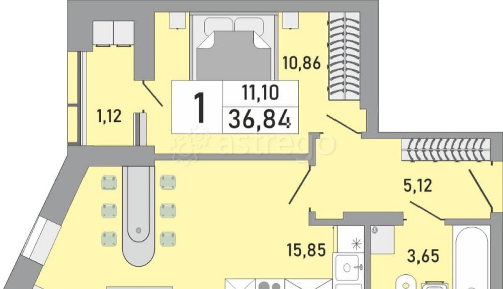 1-комн. квартира, 34.8 м2, 3/24 эт. Уфа - изображение 8