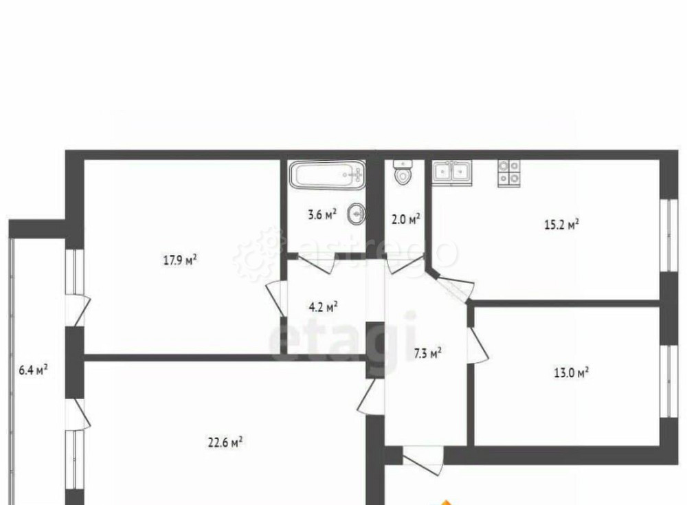 3-комн. квартира, 86.1 м2, 5/5 эт. Котлас - изображение 2