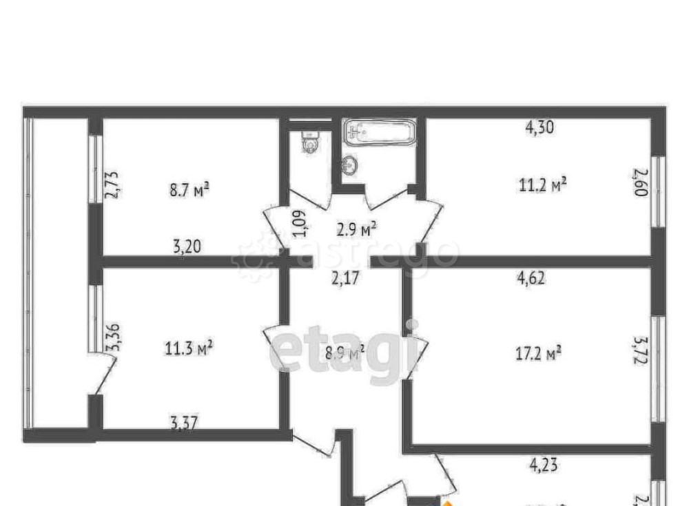 4-комн. квартира, 77.5 м2, 6/6 эт. Благовещенск - изображение 3