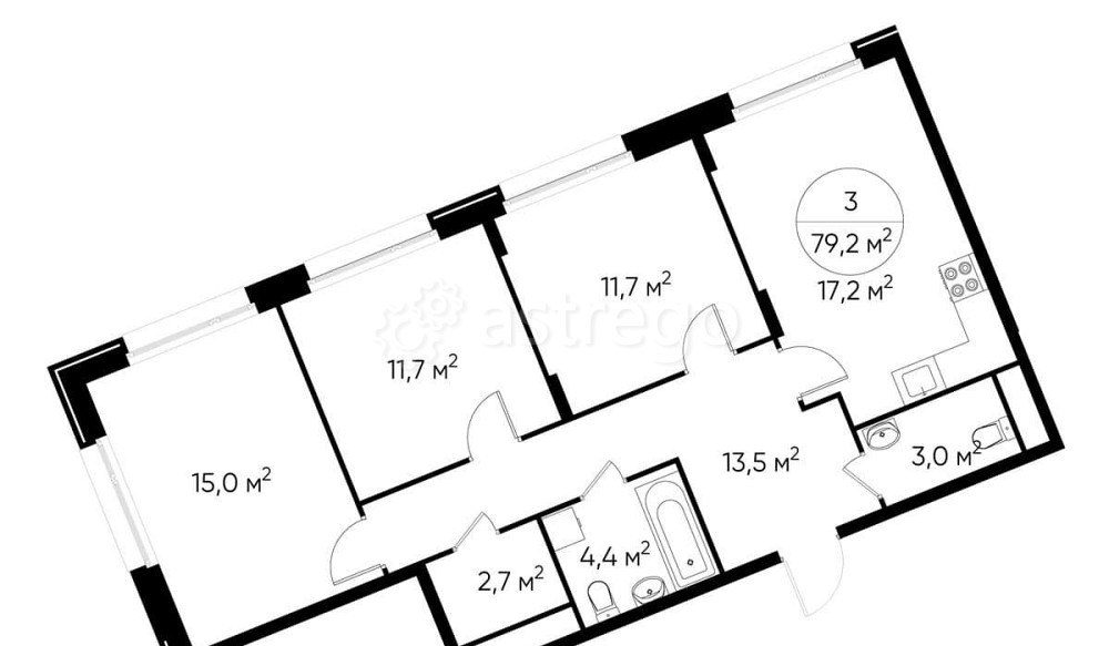 3-комн. квартира, 79 м2, 4/17 эт. Москва - изображение 1